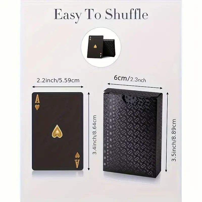 【Promotion】Black Golden Foil Poker, Waterproof Plastic Playing Cards, Table Game Cards For Gift Collection Christmas, Halloween Gift