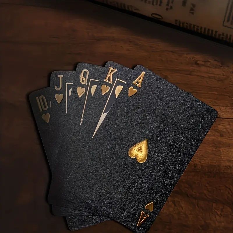 【Promotion】Black Golden Foil Poker, Waterproof Plastic Playing Cards, Table Game Cards For Gift Collection Christmas, Halloween Gift
