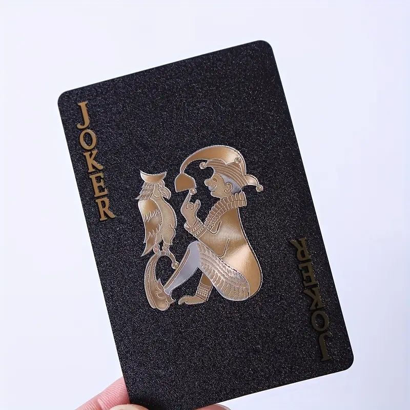 【Promotion】Black Golden Foil Poker, Waterproof Plastic Playing Cards, Table Game Cards For Gift Collection Christmas, Halloween Gift