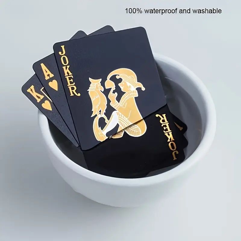 【Promotion】Black Golden Foil Poker, Waterproof Plastic Playing Cards, Table Game Cards For Gift Collection Christmas, Halloween Gift