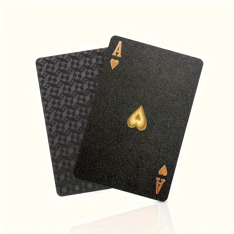 【Promotion】Black Golden Foil Poker, Waterproof Plastic Playing Cards, Table Game Cards For Gift Collection Christmas, Halloween Gift