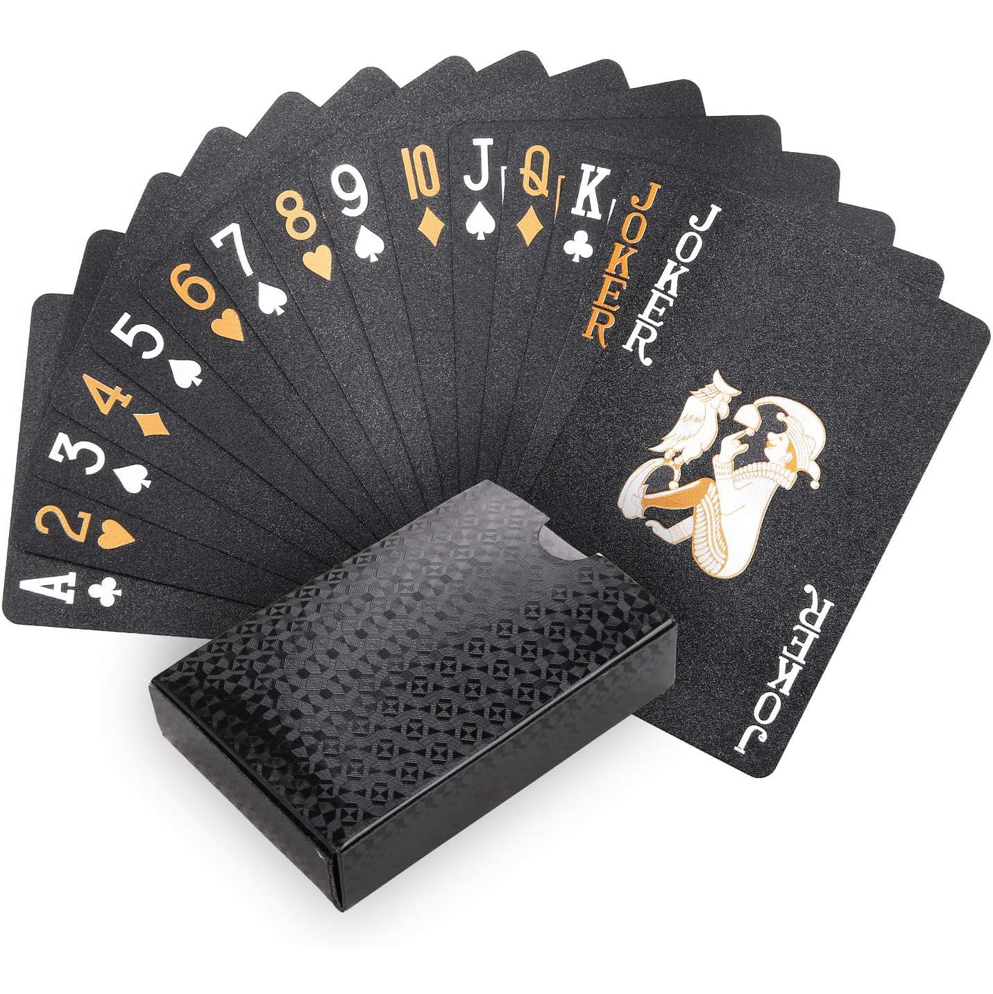 【Promotion】Black Golden Foil Poker, Waterproof Plastic Playing Cards, Table Game Cards For Gift Collection Christmas, Halloween Gift