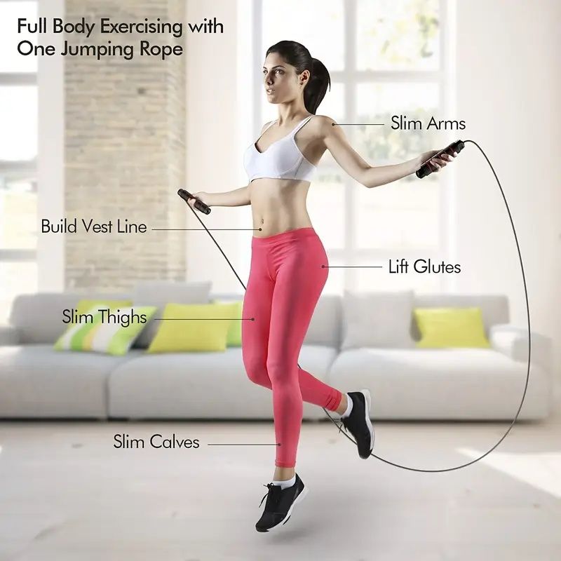 Adjustable Jump Rope with Smooth Bearing Steel Wire  - 1pc Professional Skipping Rope with Memory Foam Handle for Effective Cardio and Fitness Training
