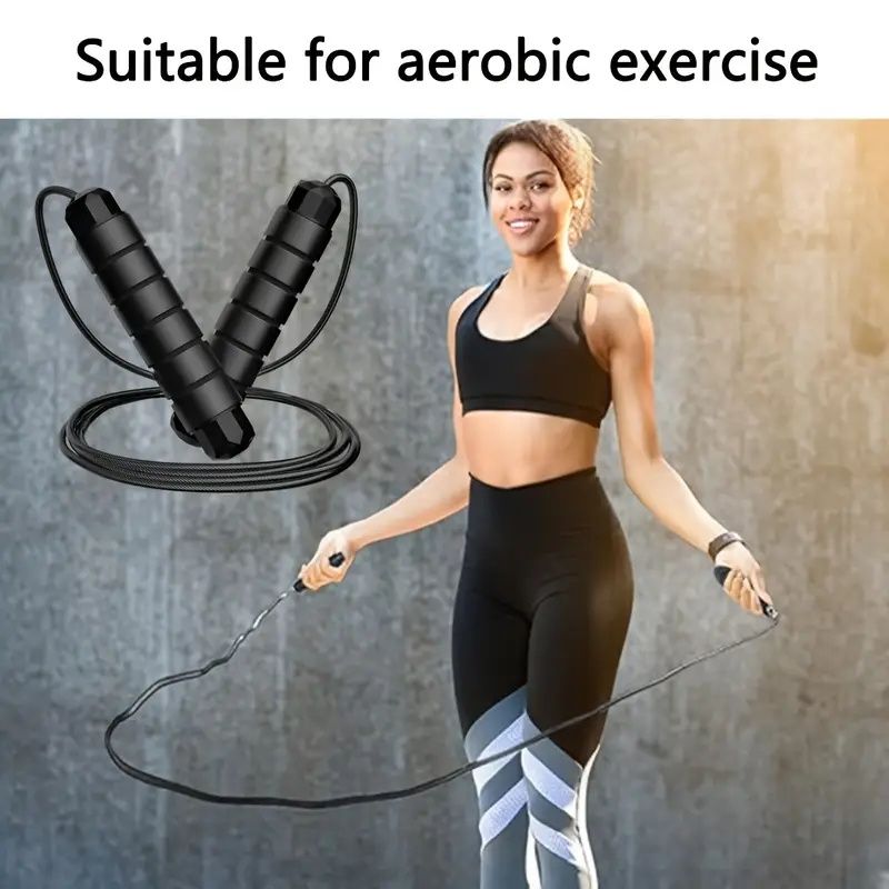 Adjustable Jump Rope with Smooth Bearing Steel Wire  - 1pc Professional Skipping Rope with Memory Foam Handle for Effective Cardio and Fitness Training