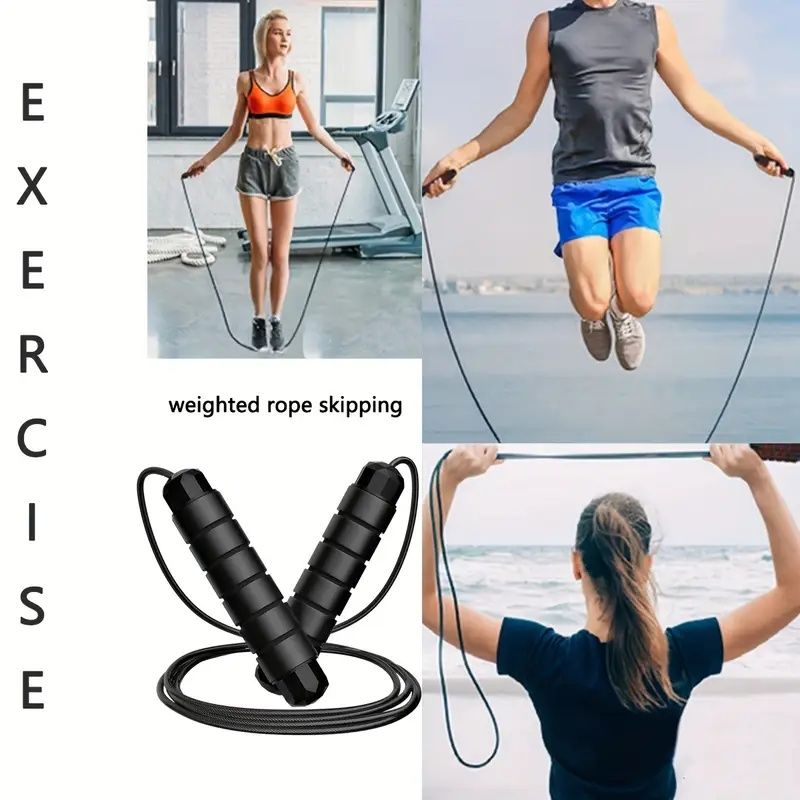 Adjustable Jump Rope with Smooth Bearing Steel Wire  - 1pc Professional Skipping Rope with Memory Foam Handle for Effective Cardio and Fitness Training