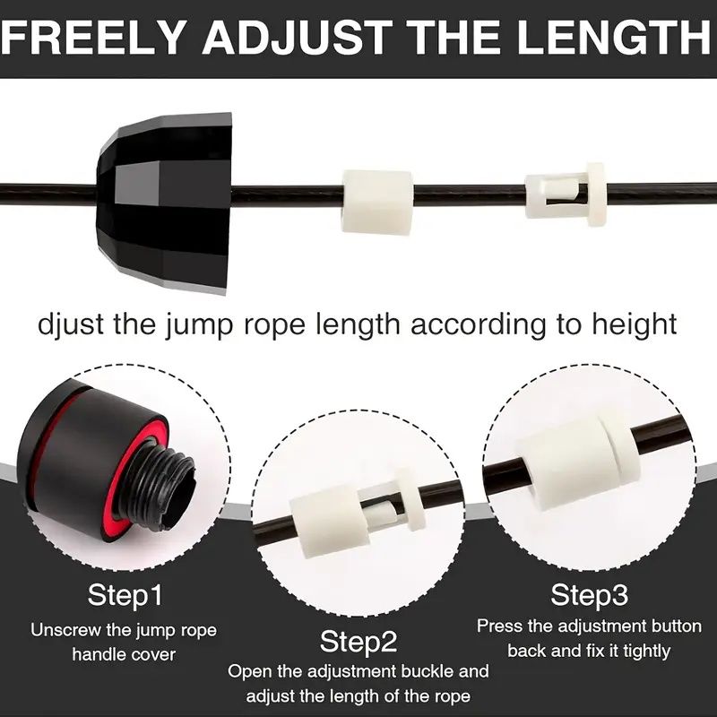 Adjustable Jump Rope with Smooth Bearing Steel Wire  - 1pc Professional Skipping Rope with Memory Foam Handle for Effective Cardio and Fitness Training