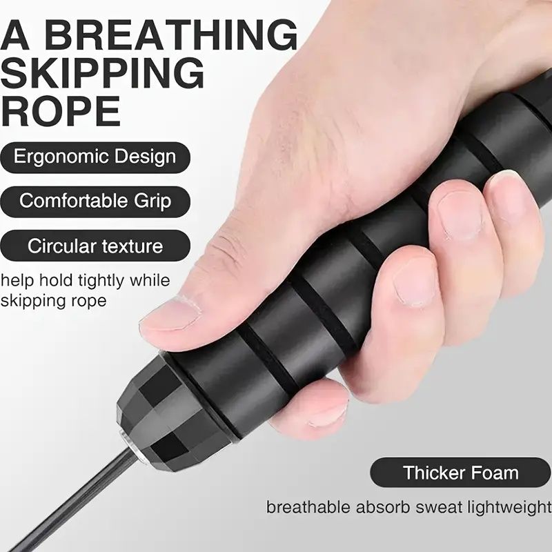 Adjustable Jump Rope with Smooth Bearing Steel Wire  - 1pc Professional Skipping Rope with Memory Foam Handle for Effective Cardio and Fitness Training