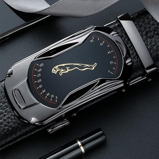 Men's Belts Men's Leather Belt Automatic Buckle Trendy Casual Denim Belt Men's Cowhide Belt,120 cm