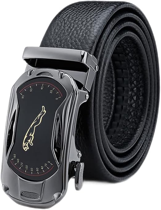 Men's Belts Men's Leather Belt Automatic Buckle Trendy Casual Denim Belt Men's Cowhide Belt,120 cm