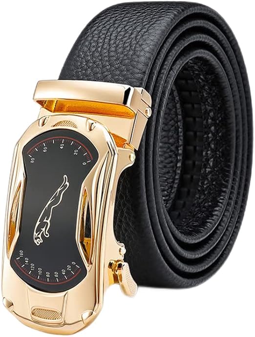 Men's Belts Men's Leather Belt Automatic Buckle Trendy Casual Denim Belt Men's Cowhide Belt,120 cm