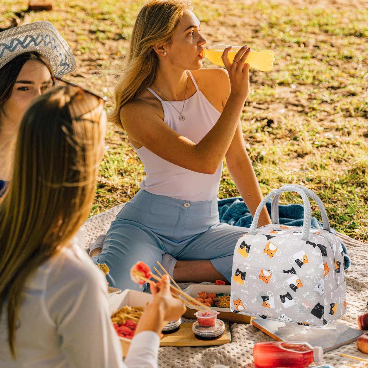 Insulated Lunch Bag Tote Bag for Women Wide Open Insulated Cooler Bag Water-Resistant Thermal Leak-Proof Lunch Organizer for Men Girls Outdoor Picnic Work