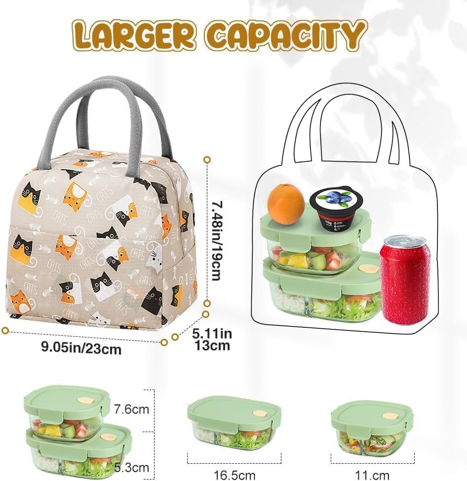 Insulated Lunch Bag Tote Bag for Women Wide Open Insulated Cooler Bag Water-Resistant Thermal Leak-Proof Lunch Organizer for Men Girls Outdoor Picnic Work