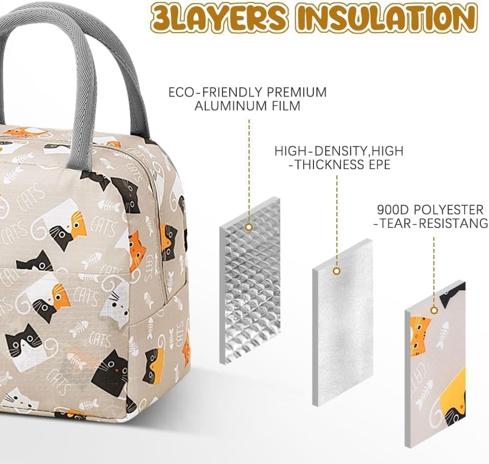 Insulated Lunch Bag Tote Bag for Women Wide Open Insulated Cooler Bag Water-Resistant Thermal Leak-Proof Lunch Organizer for Men Girls Outdoor Picnic Work