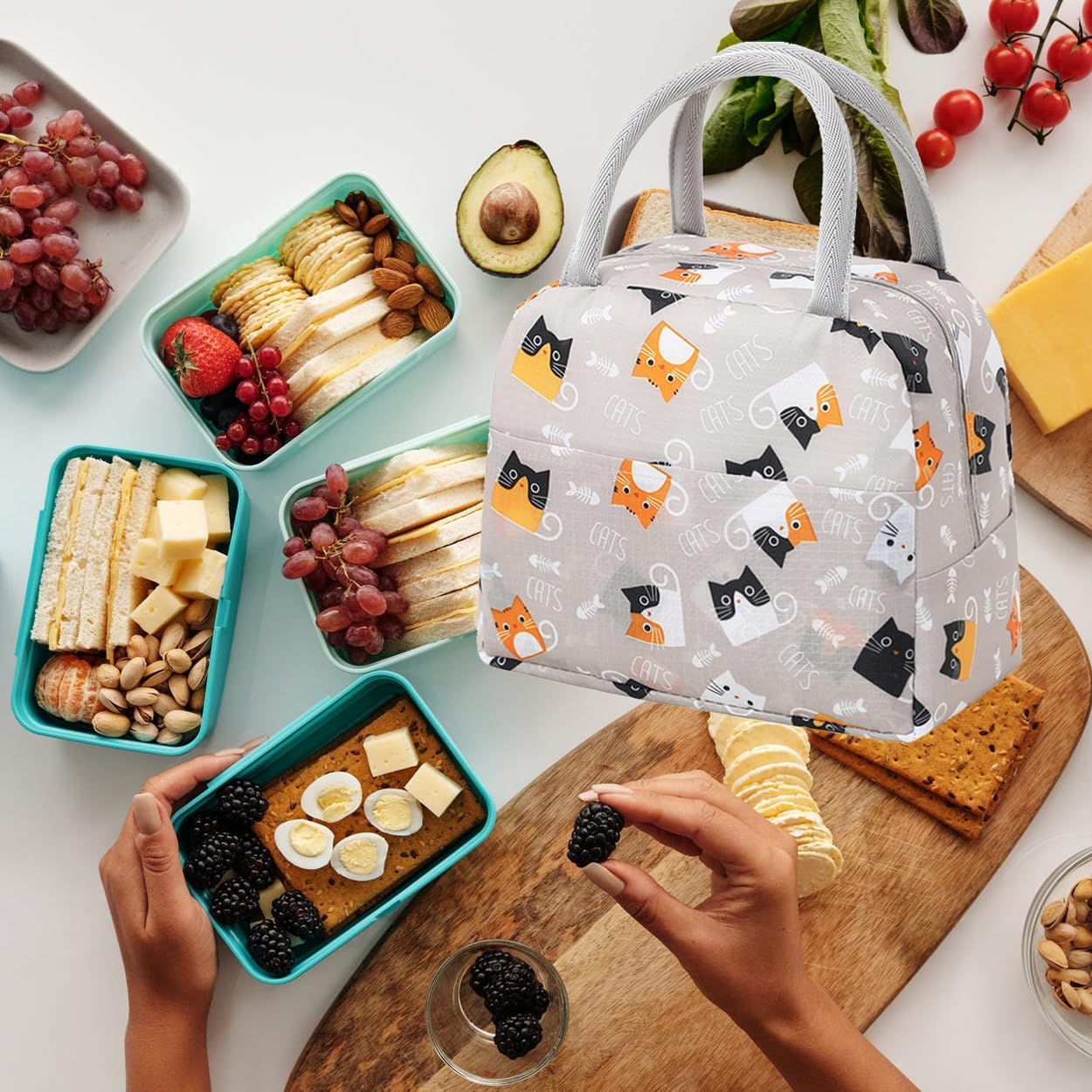 Insulated Lunch Bag Tote Bag for Women Wide Open Insulated Cooler Bag Water-Resistant Thermal Leak-Proof Lunch Organizer for Men Girls Outdoor Picnic Work