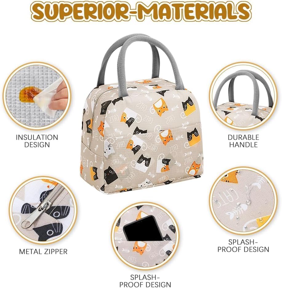 Insulated Lunch Bag Tote Bag for Women Wide Open Insulated Cooler Bag Water-Resistant Thermal Leak-Proof Lunch Organizer for Men Girls Outdoor Picnic Work