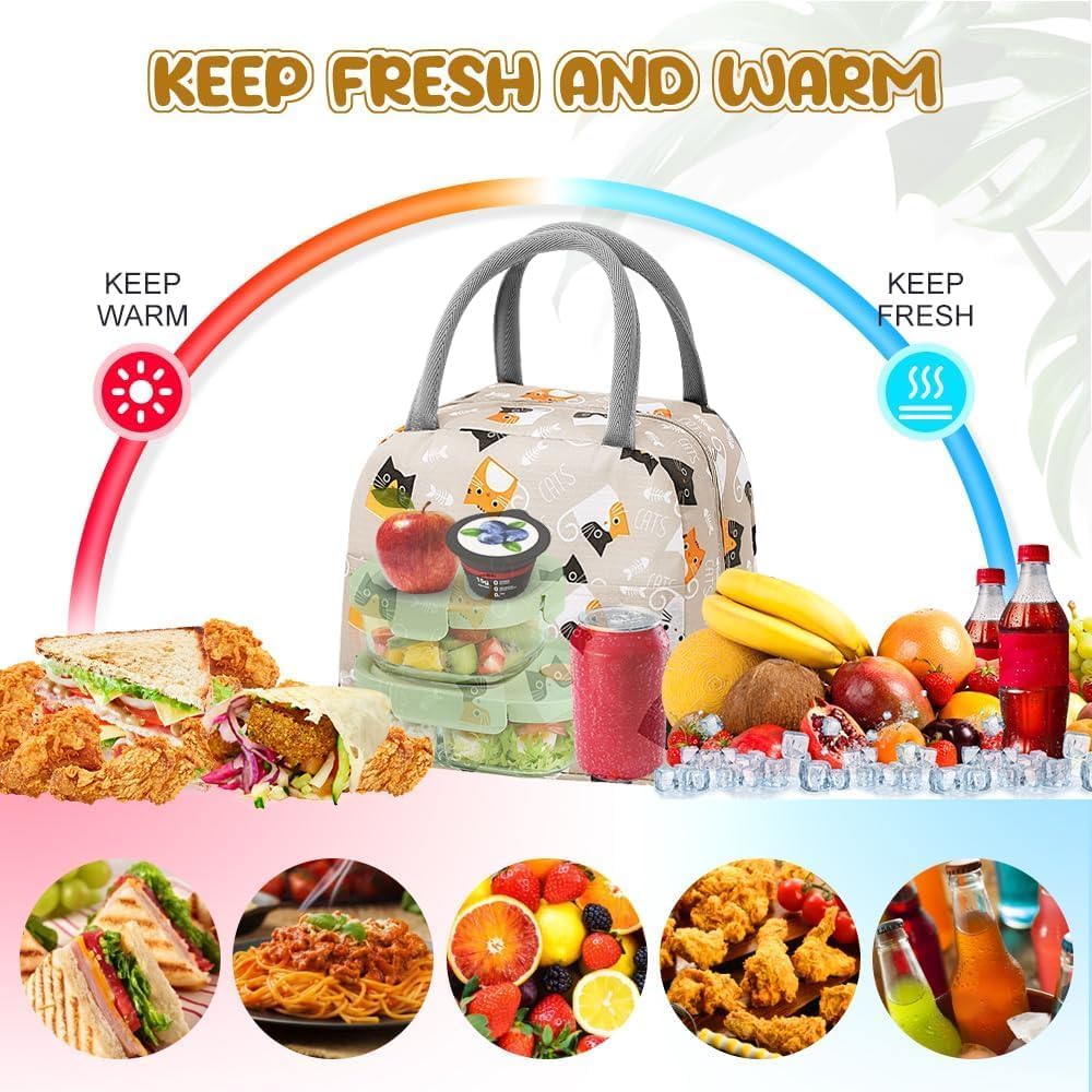 Insulated Lunch Bag Tote Bag for Women Wide Open Insulated Cooler Bag Water-Resistant Thermal Leak-Proof Lunch Organizer for Men Girls Outdoor Picnic Work