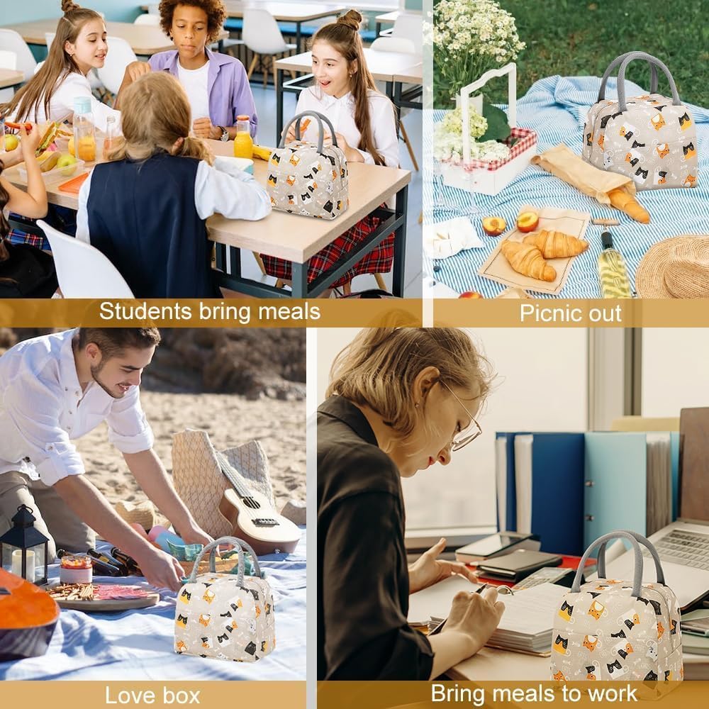 Insulated Lunch Bag Tote Bag for Women Wide Open Insulated Cooler Bag Water-Resistant Thermal Leak-Proof Lunch Organizer for Men Girls Outdoor Picnic Work