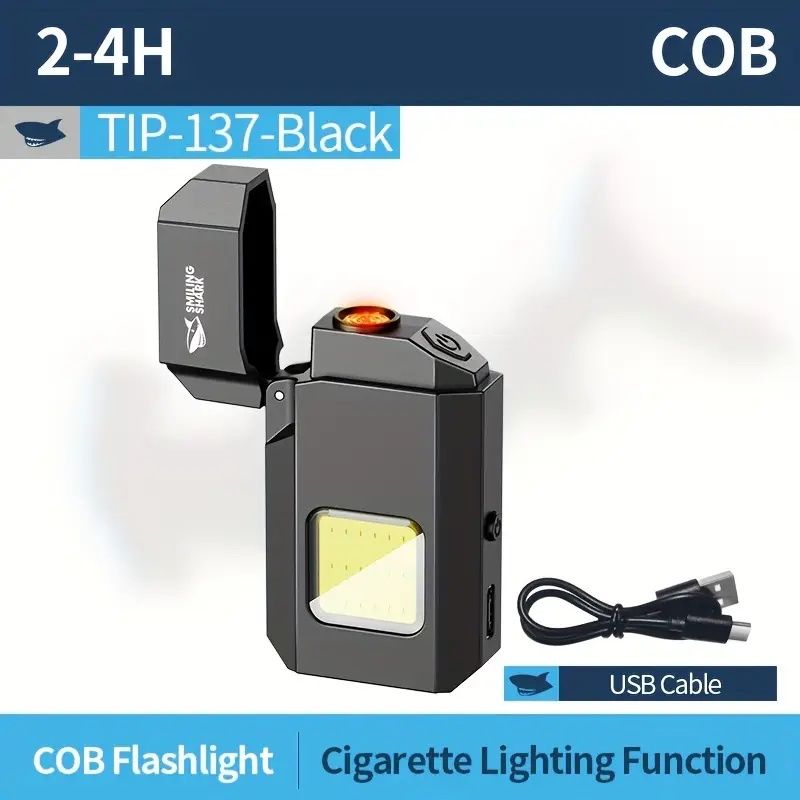 TIP137 Mini Flashlight - Super Bright COB Keychain Light with Built-in Lighter, USB Type-C Rechargeable, Pocket-Sized for Camping, Home, and Emergency Use, Flashlight Rechargeable