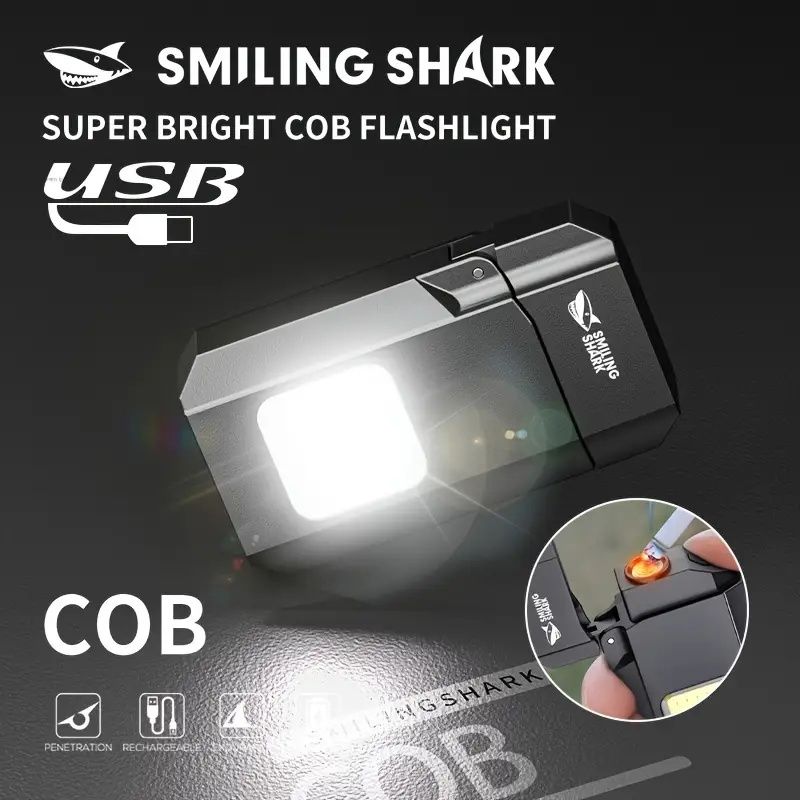 TIP137 Mini Flashlight - Super Bright COB Keychain Light with Built-in Lighter, USB Type-C Rechargeable, Pocket-Sized for Camping, Home, and Emergency Use, Flashlight Rechargeable