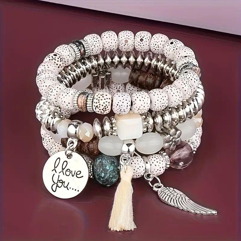 Bohemian Winged Tassel Beaded Bracelets, Women's Fashion Jewelry, Versatile for Casual Attire and Perfect Holiday Gift