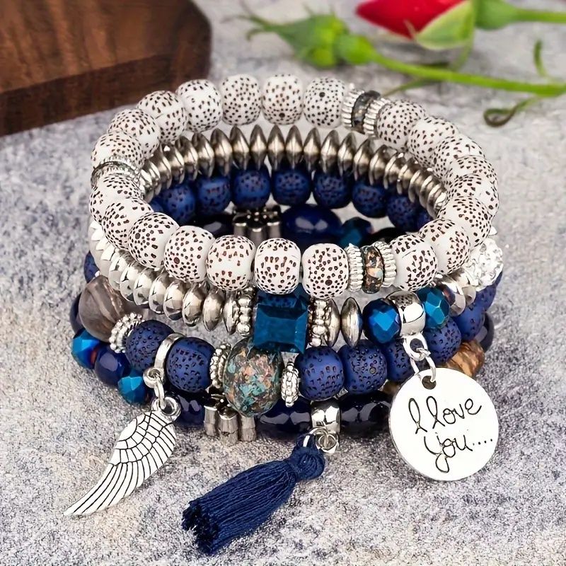 Bohemian Winged Tassel Beaded Bracelets, Women's Fashion Jewelry, Versatile for Casual Attire and Perfect Holiday Gift