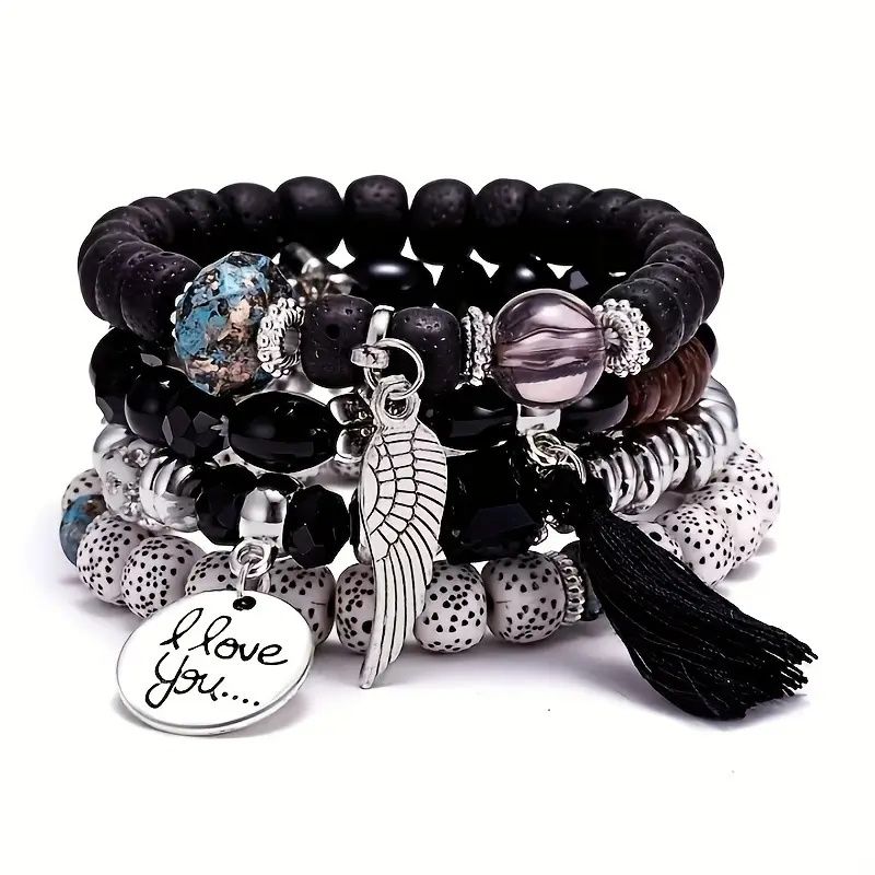 Bohemian Winged Tassel Beaded Bracelets, Women's Fashion Jewelry, Versatile for Casual Attire and Perfect Holiday Gift