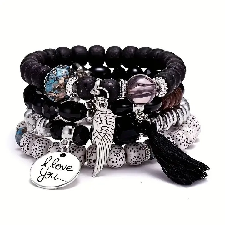 Bohemian Winged Tassel Beaded Bracelets, Women's Fashion Jewelry, Versatile for Casual Attire and Perfect Holiday Gift
