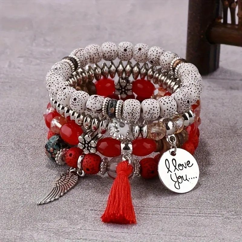 Bohemian Winged Tassel Beaded Bracelets, Women's Fashion Jewelry, Versatile for Casual Attire and Perfect Holiday Gift