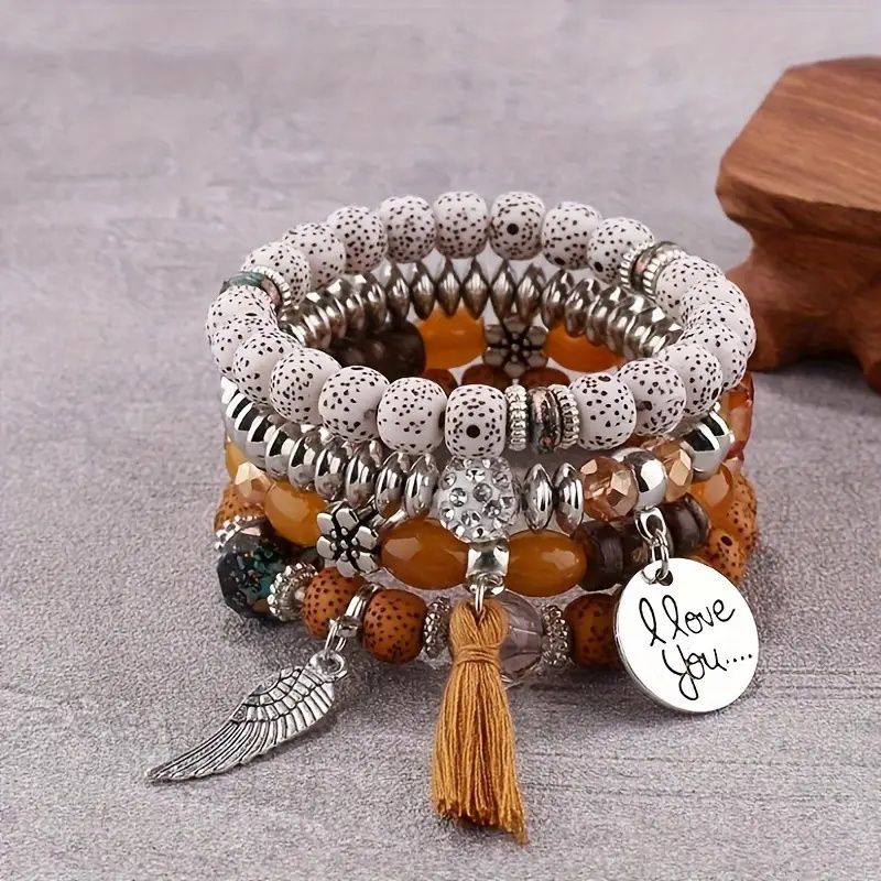Bohemian Winged Tassel Beaded Bracelets, Women's Fashion Jewelry, Versatile for Casual Attire and Perfect Holiday Gift