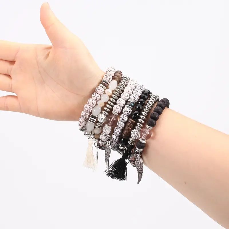 Bohemian Winged Tassel Beaded Bracelets, Women's Fashion Jewelry, Versatile for Casual Attire and Perfect Holiday Gift