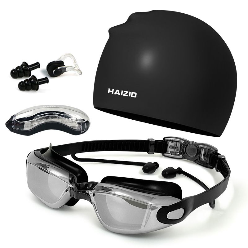 【Promotion】5 in 1 Swimming Kit | Goggles - Cap - Earplugs - Nose clip | Comfortable Adjustable Anti Fog UV Protected lenses | For Adults or Kids Men or Women | No Leaking | Swim Pool Sea Gift Pack
