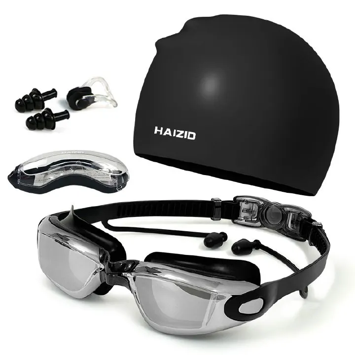 【Promotion】5 in 1 Swimming Kit | Goggles - Cap - Earplugs - Nose clip | Comfortable Adjustable Anti Fog UV Protected lenses | For Adults or Kids Men or Women | No Leaking | Swim Pool Sea Gift Pack