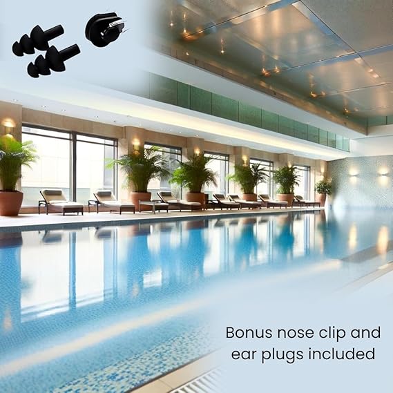 【Promotion】5 in 1 Swimming Kit | Goggles - Cap - Earplugs - Nose clip | Comfortable Adjustable Anti Fog UV Protected lenses | For Adults or Kids Men or Women | No Leaking | Swim Pool Sea Gift Pack