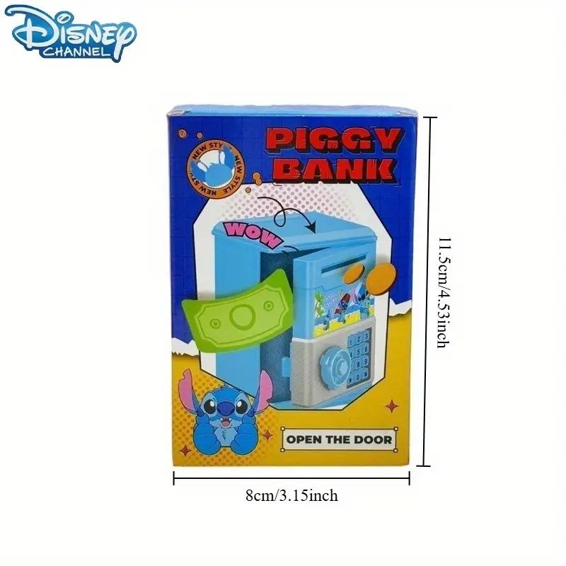 1pc Stitch & Angel Cartoon Square Large Capacity Piggy Bank, No Power Required, Cute Coin Storage Box, Home Office Desktop Decor, Ideal Christmas Birthday Gift for Classmates, Friends, Family