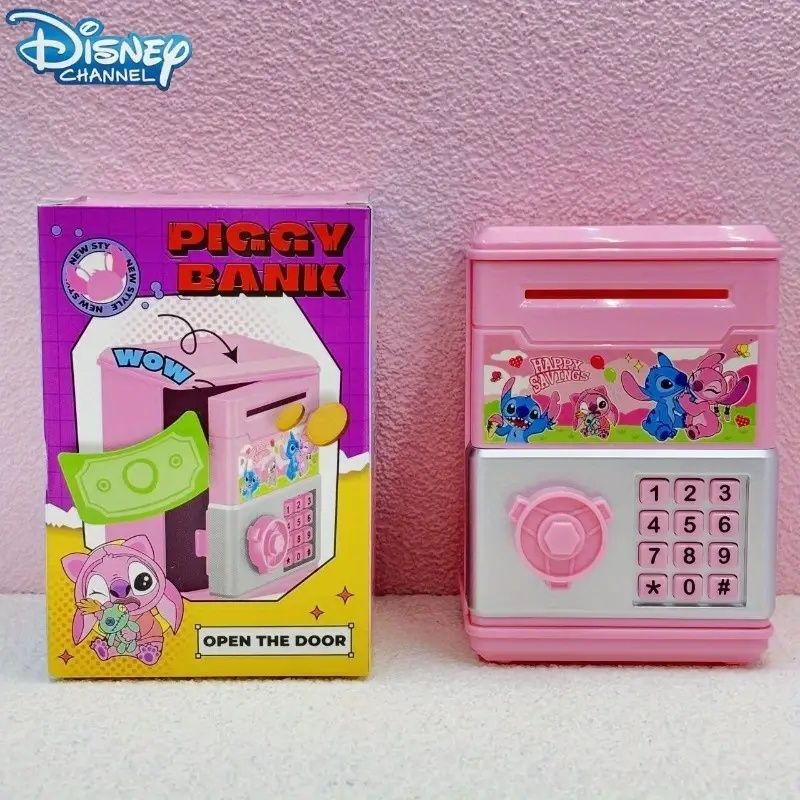 1pc Stitch & Angel Cartoon Square Large Capacity Piggy Bank, No Power Required, Cute Coin Storage Box, Home Office Desktop Decor, Ideal Christmas Birthday Gift for Classmates, Friends, Family