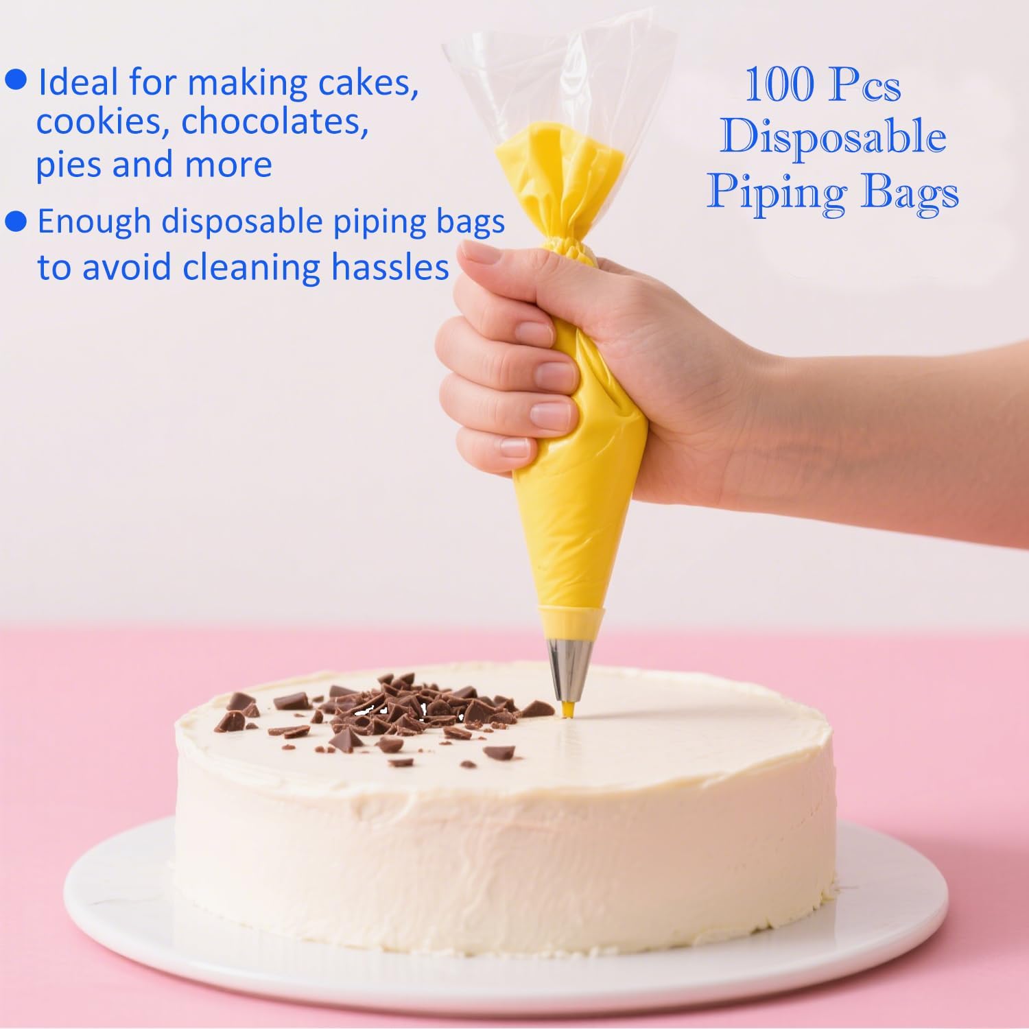 94 pcs Cake Decorating Kit with Cake Turntable - Includes 50 Disposable + 2 Reusable Piping Bags and Tips Set, 24 Icing Piping Tips, 2 Spatulas, 3 Icing Comb Scraper, 6 Muffin Cups