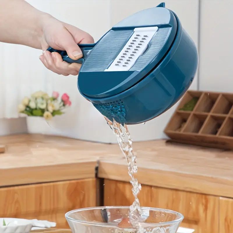 12-in-1 Multi-Functional Vegetable Chopper - Manual Slicer, Dicer, Grater for Potatoes, Carrots, Radishes - Easy Clean Kitchen Gadget, Suitable for Home and Restaurant Use, PP Material