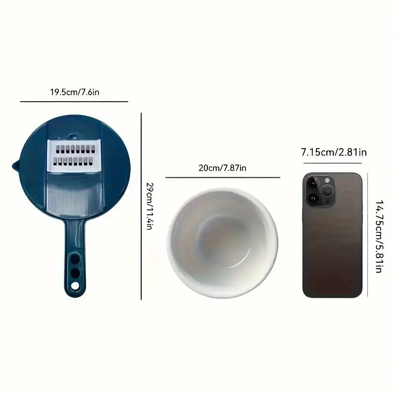 12-in-1 Multi-Functional Vegetable Chopper - Manual Slicer, Dicer, Grater for Potatoes, Carrots, Radishes - Easy Clean Kitchen Gadget, Suitable for Home and Restaurant Use, PP Material