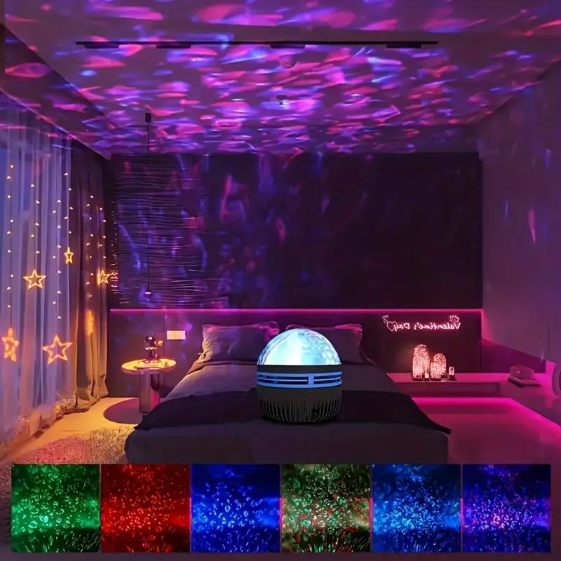 【Promotion】2 in 1 Northern Galaxy Light, Northern Lights and Ocean Wave Projector with Remote CoLntrol, RGB Colorful Night Light for Bedroom Home Decor Gifts (Aurora & Wave)