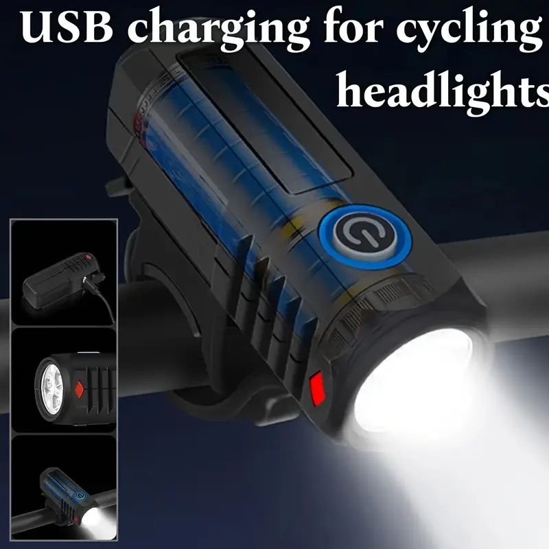 2pcs Mountain Bike Headlight And Taillight, LED USB Rechargeable, Handlebar Mount, High Brightness for Night Riding