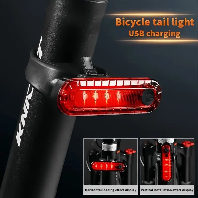 2pcs Mountain Bike Headlight And Taillight, LED USB Rechargeable, Handlebar Mount, High Brightness for Night Riding
