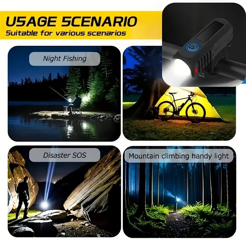 2pcs Mountain Bike Headlight And Taillight, LED USB Rechargeable, Handlebar Mount, High Brightness for Night Riding