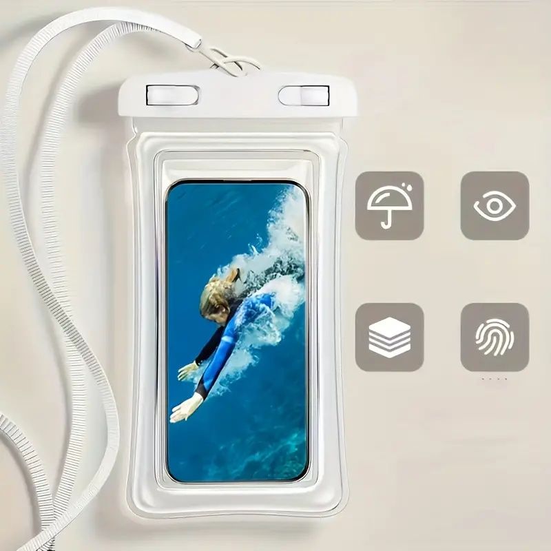 Secure-Lock Summer New IP65 Waterproof Cushion Surround Thick Waterproof Bag, protects up to 7-inch phones, suitable for swimming, surfing, rainy day outings, beaches, cruises, skiing, and other water