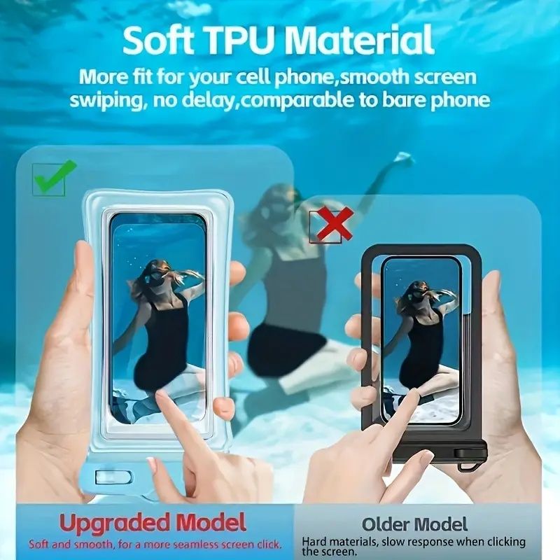Secure-Lock Summer New IP65 Waterproof Cushion Surround Thick Waterproof Bag, protects up to 7-inch phones, suitable for swimming, surfing, rainy day outings, beaches, cruises, skiing, and other water