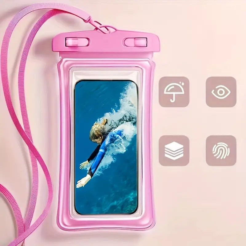 Secure-Lock Summer New IP65 Waterproof Cushion Surround Thick Waterproof Bag, protects up to 7-inch phones, suitable for swimming, surfing, rainy day outings, beaches, cruises, skiing, and other water