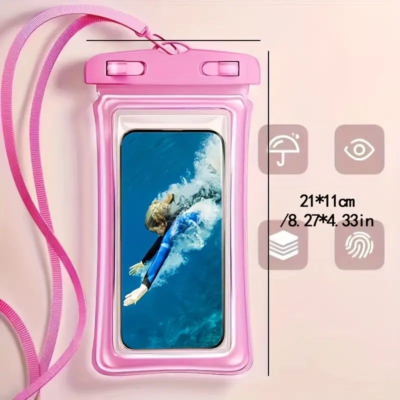 Secure-Lock Summer New IP65 Waterproof Cushion Surround Thick Waterproof Bag, protects up to 7-inch phones, suitable for swimming, surfing, rainy day outings, beaches, cruises, skiing, and other water