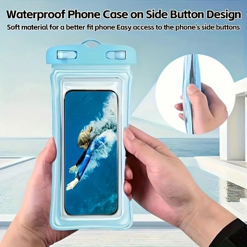 Secure-Lock Summer New IP65 Waterproof Cushion Surround Thick Waterproof Bag, protects up to 7-inch phones, suitable for swimming, surfing, rainy day outings, beaches, cruises, skiing, and other water