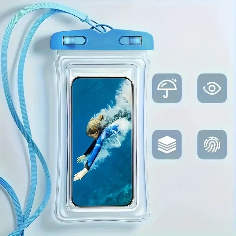Secure-Lock Summer New IP65 Waterproof Cushion Surround Thick Waterproof Bag, protects up to 7-inch phones, suitable for swimming, surfing, rainy day outings, beaches, cruises, skiing, and other water