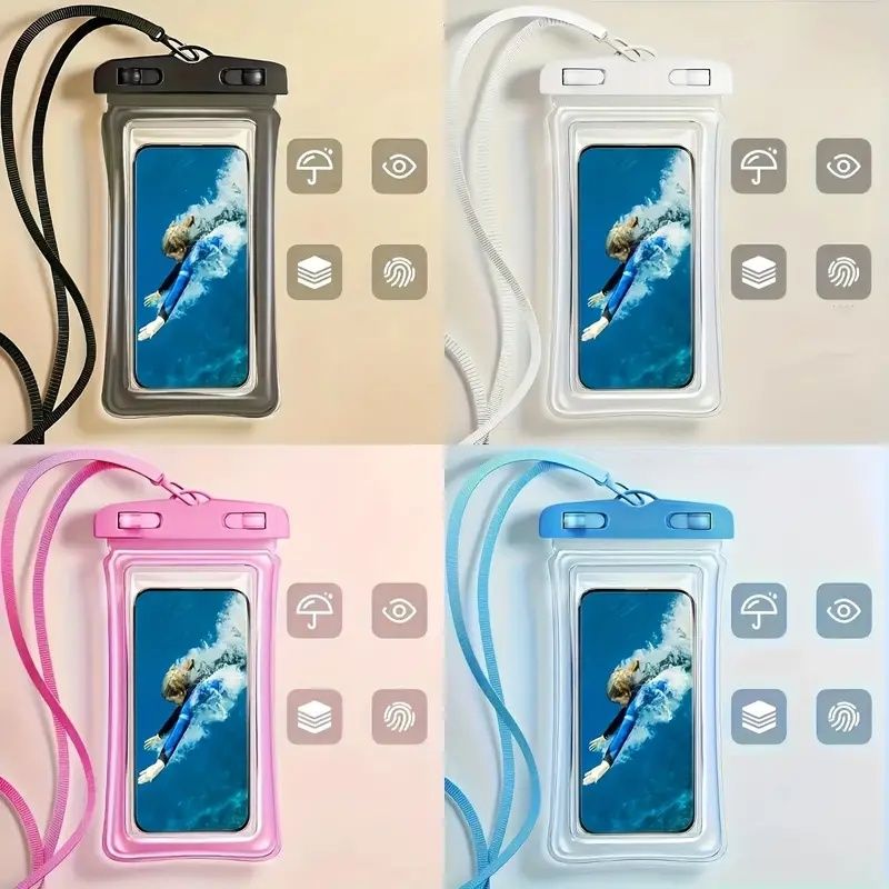 Secure-Lock Summer New IP65 Waterproof Cushion Surround Thick Waterproof Bag, protects up to 7-inch phones, suitable for swimming, surfing, rainy day outings, beaches, cruises, skiing, and other water