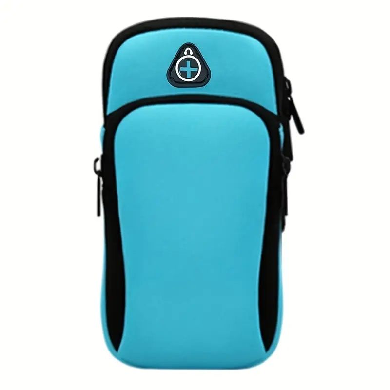 Universal 6.5'' Zippered Multi-Compartment Arm Bag for Fitness & Outdoor Activities,Durable Polyester, Double Layer Storage with Earphone Hole, Ideal for Phone, Keys, and Cosmetics
